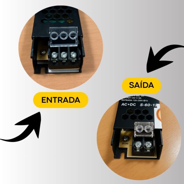 Kit 2 Fonte Chaveada 12v 5a P/ Cftv Led E Som Preta - Imagem 4