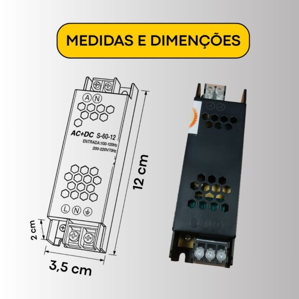 Kit 2 Fonte Chaveada 12v 5a P/ Cftv Led E Som Preta - Imagem 6
